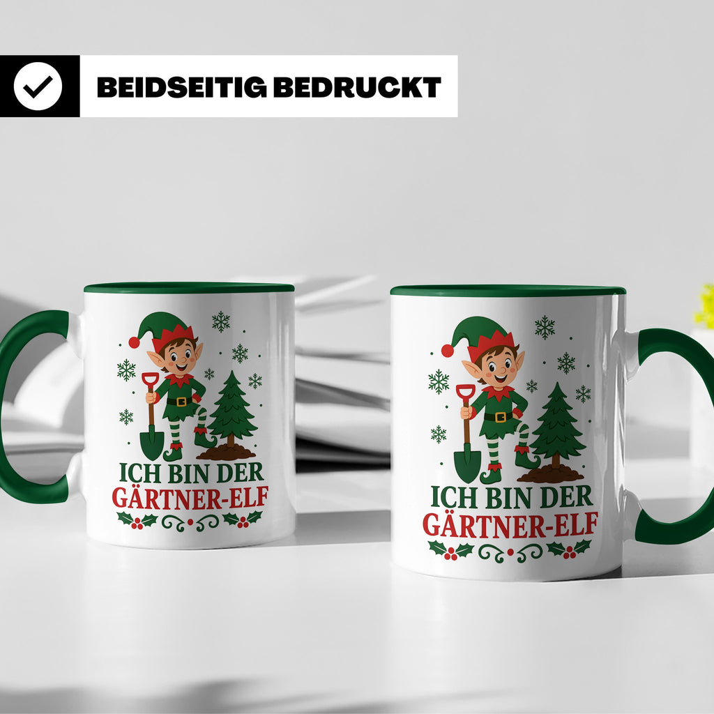 Gärtner Weihnachten Tasse Ich bin der Gärtner-Elf - Lustiges – Grün [farbe:grün]
