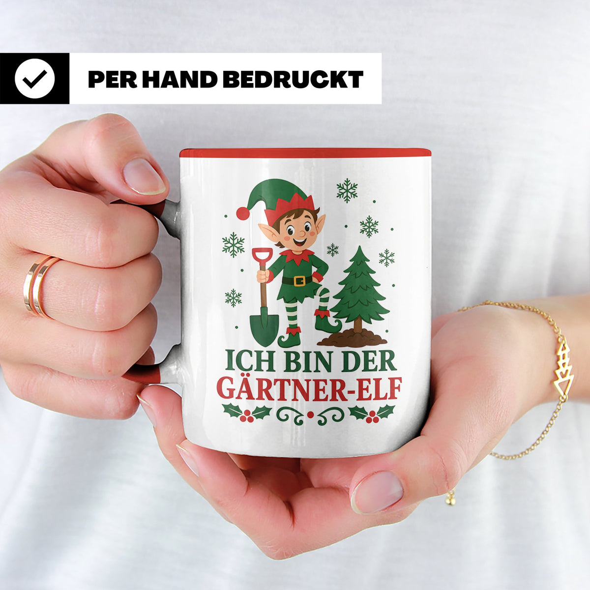 Gärtner Weihnachten Tasse Ich bin der Gärtner-Elf - Lustiges – Rot [farbe:rot]