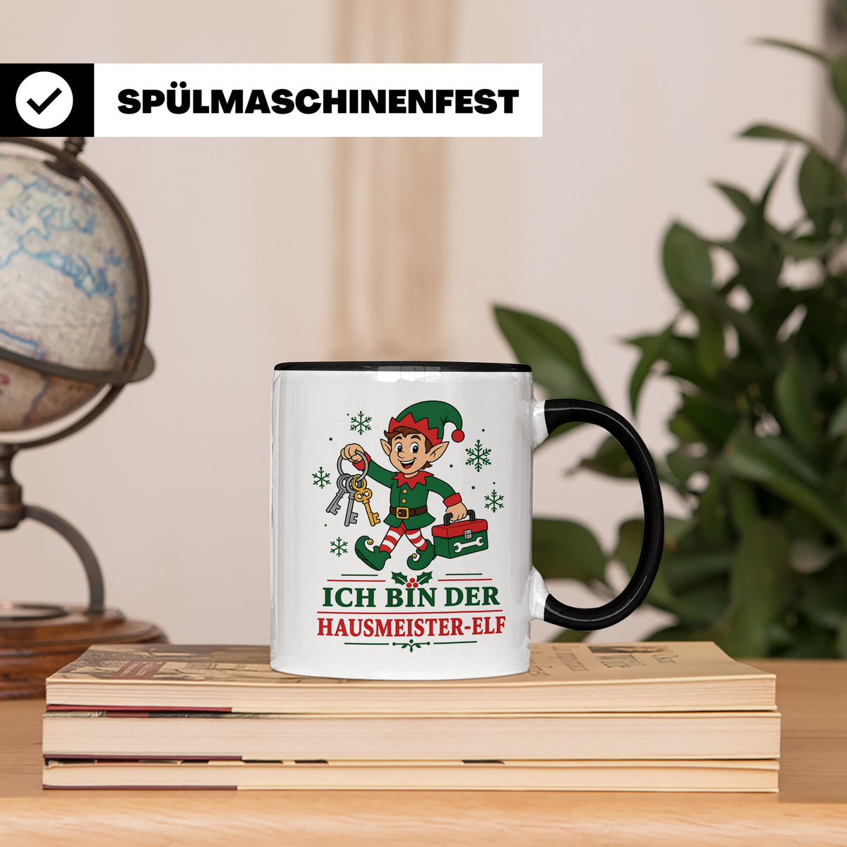 Hausmeister Weihnachten Tasse Ich bin der Hausmeister-Elf -  – Schwarz [farbe:schwarz]