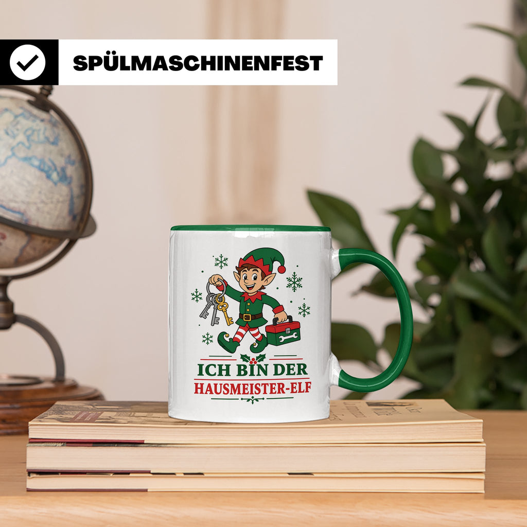 Hausmeister Weihnachten Tasse Ich bin der Hausmeister-Elf -  – Grün [farbe:grün]
