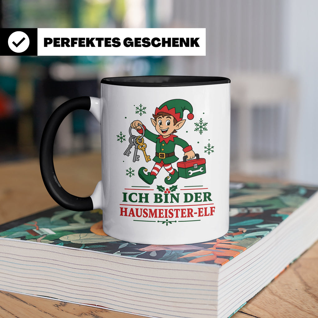 Hausmeister Weihnachten Tasse Ich bin der Hausmeister-Elf -  – Schwarz [farbe:schwarz]