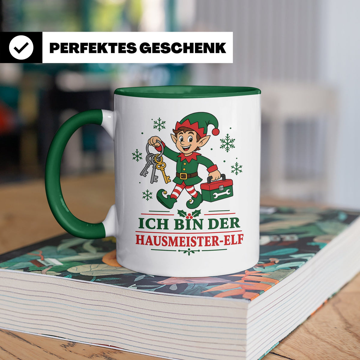 Hausmeister Weihnachten Tasse Ich bin der Hausmeister-Elf -  – Grün [farbe:grün]