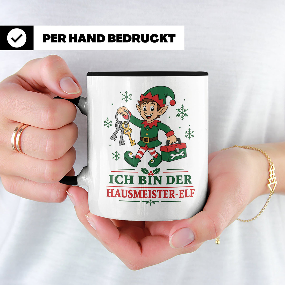 Hausmeister Weihnachten Tasse Ich bin der Hausmeister-Elf -  – Schwarz [farbe:schwarz]
