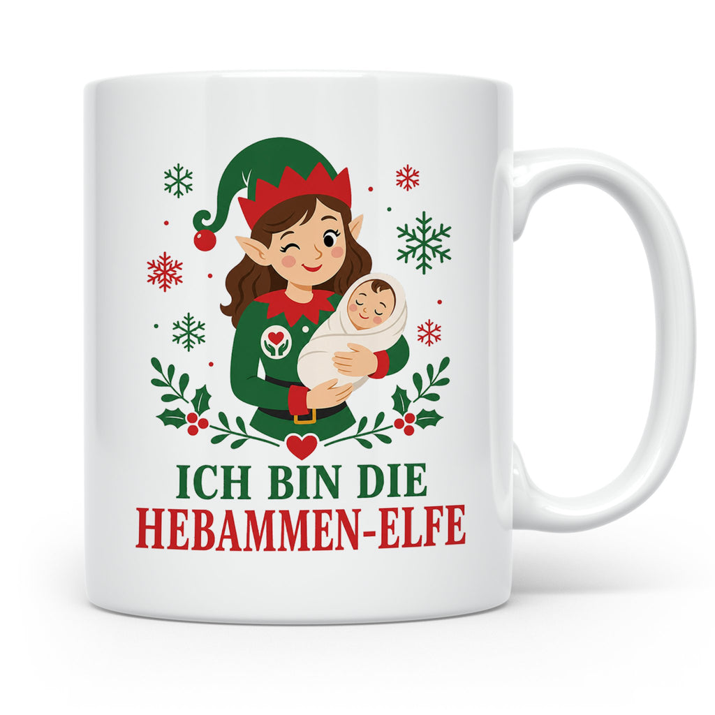 Hebamme Weihnachten Tasse Ich bin die Hebammen-Elfe - Lustig – Weiß [farbe:weiß]