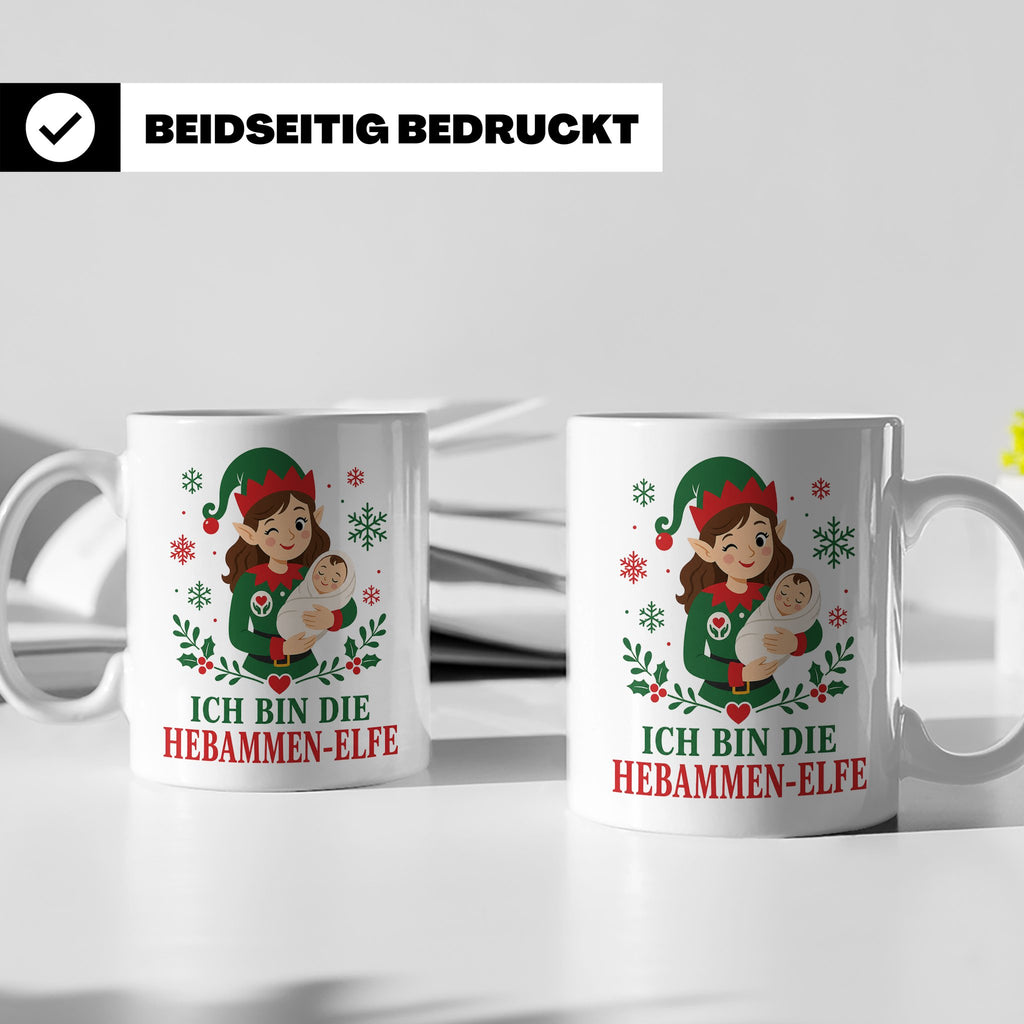 Hebamme Weihnachten Tasse Ich bin die Hebammen-Elfe - Lustig – Weiß [farbe:weiß]