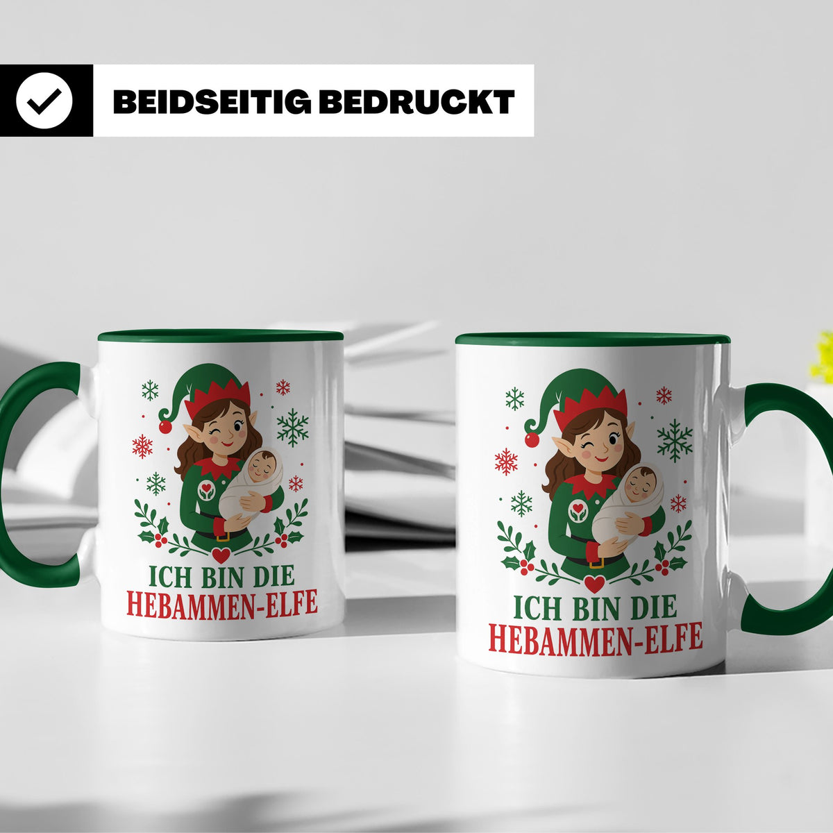 Hebamme Weihnachten Tasse Ich bin die Hebammen-Elfe - Lustig – Grün [farbe:grün]