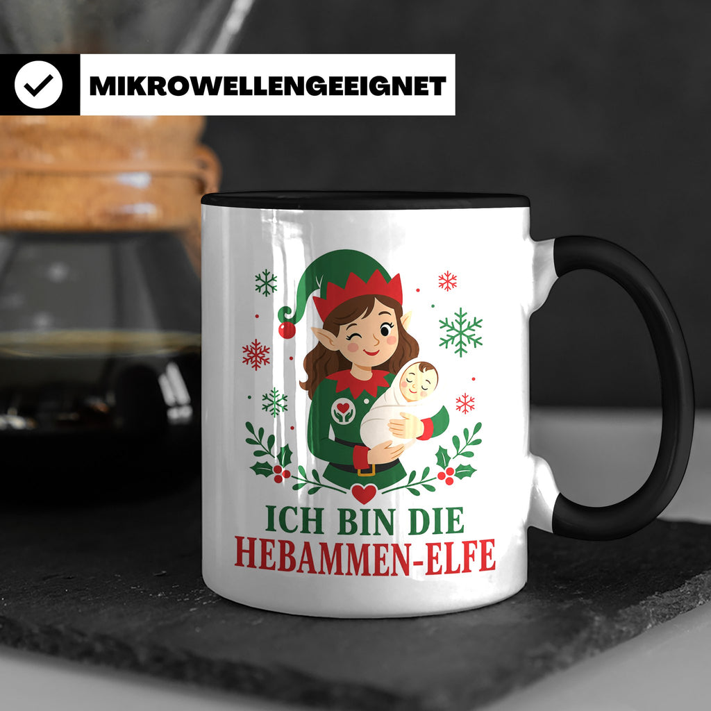 Hebamme Weihnachten Tasse Ich bin die Hebammen-Elfe - Lustig – Schwarz [farbe:schwarz]