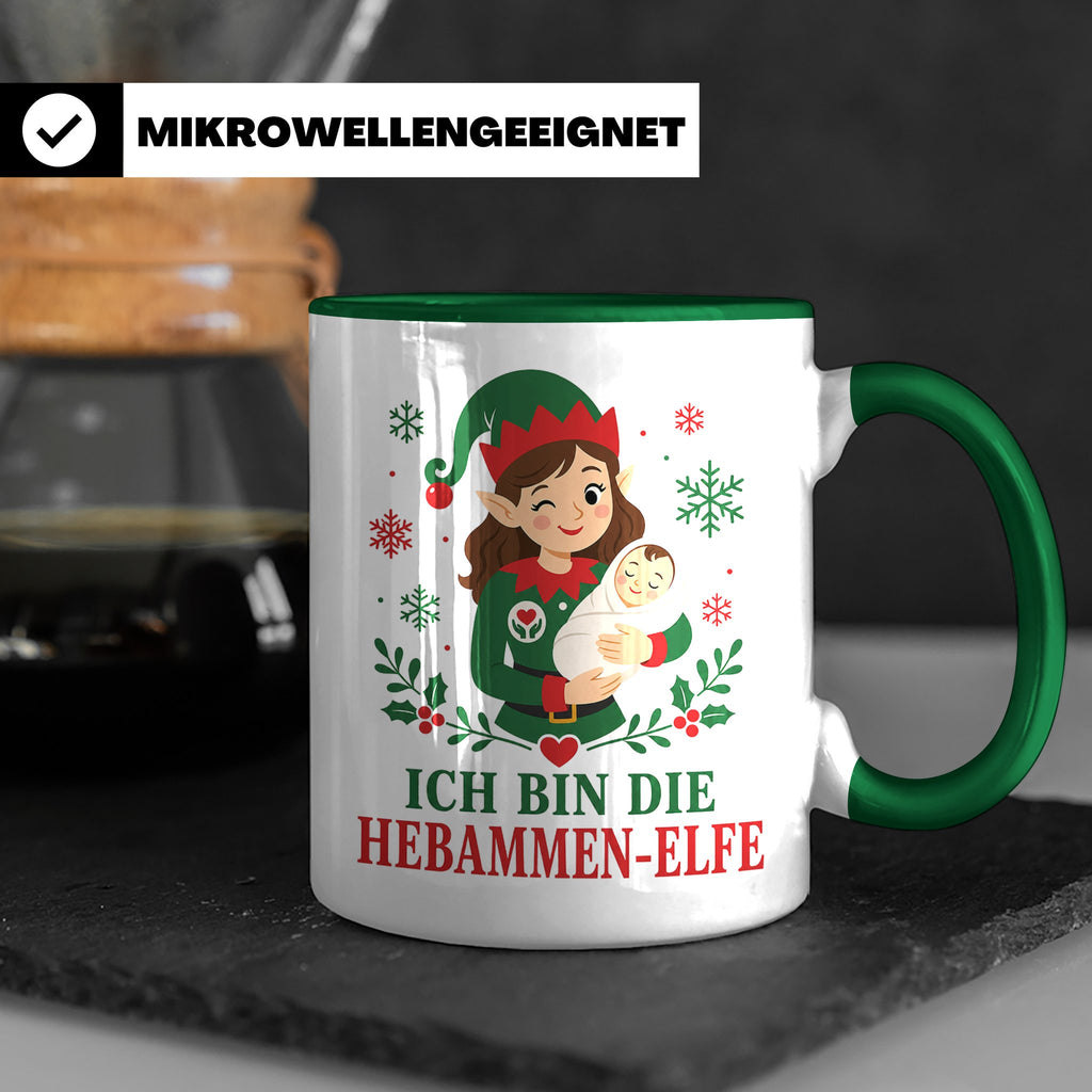 Hebamme Weihnachten Tasse Ich bin die Hebammen-Elfe - Lustig – Grün [farbe:grün]