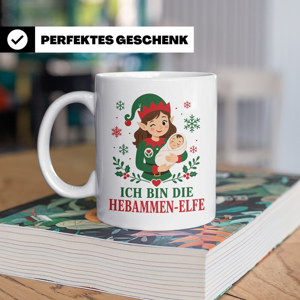Hebamme Weihnachten Tasse Ich bin die Hebammen-Elfe - Lustig – Weiß [farbe:weiß]