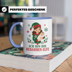 Hebamme Weihnachten Tasse Ich bin die Hebammen-Elfe - Lustig – Blau [farbe:blau]