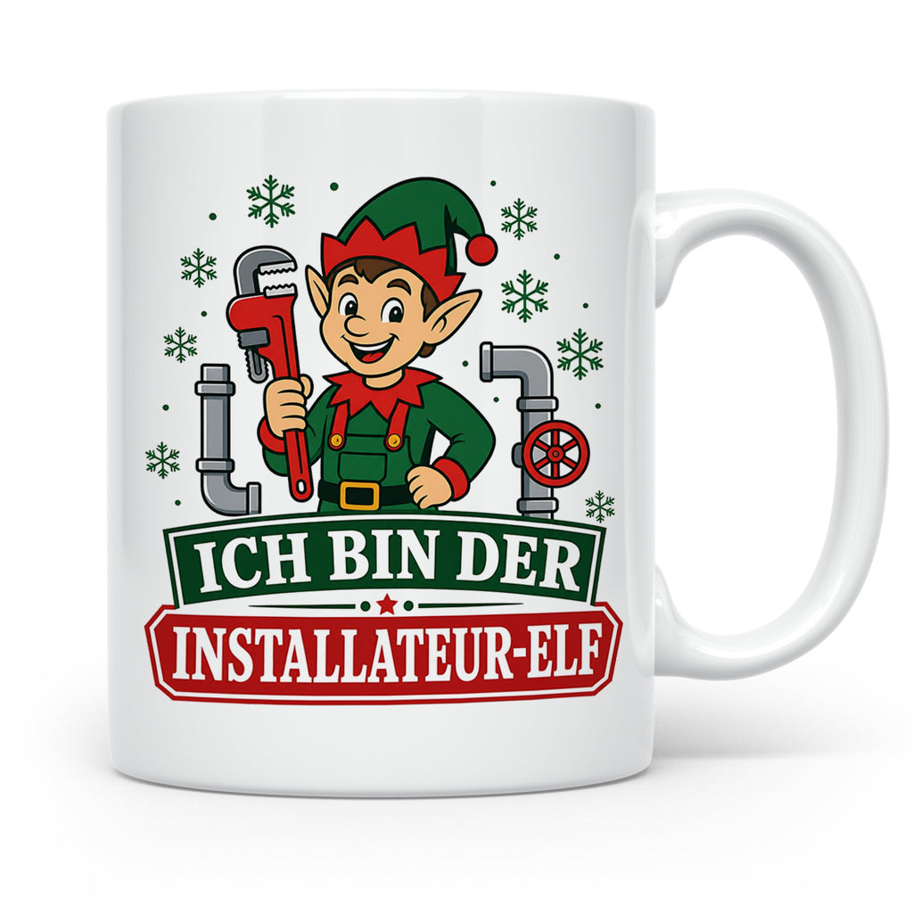 Installateur Weihnachten Tasse Ich bin der Installateur-Elf  – Weiß [farbe:weiß]