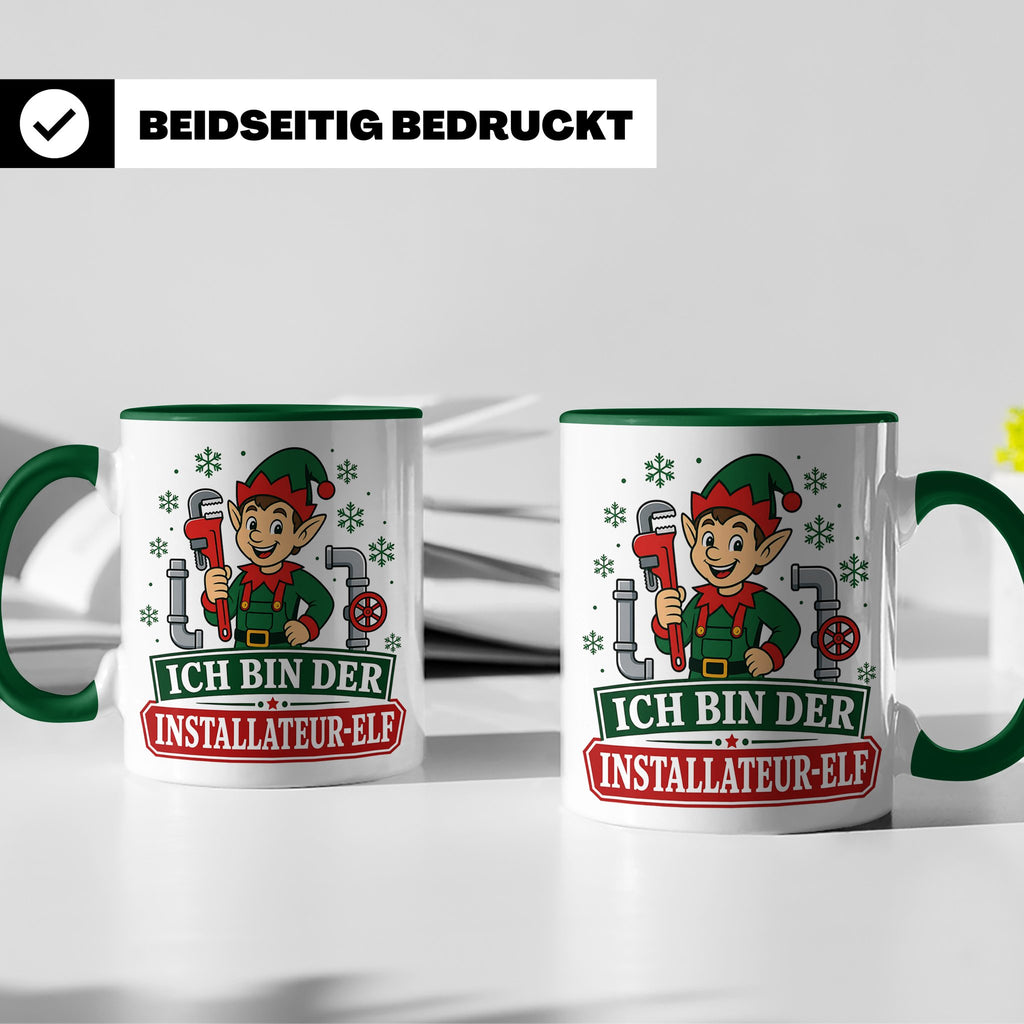 Installateur Weihnachten Tasse Ich bin der Installateur-Elf  – Grün [farbe:grün]