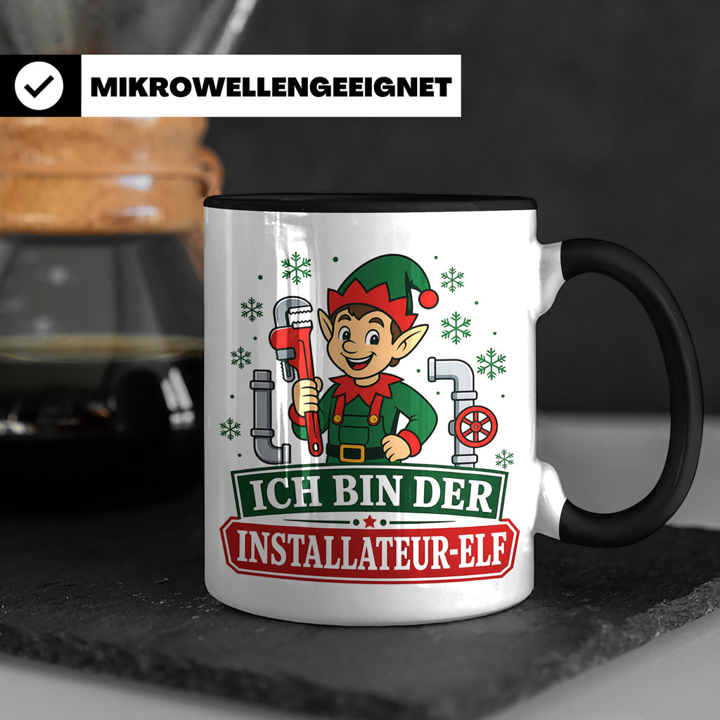 Installateur Weihnachten Tasse Ich bin der Installateur-Elf  – Schwarz [farbe:schwarz]