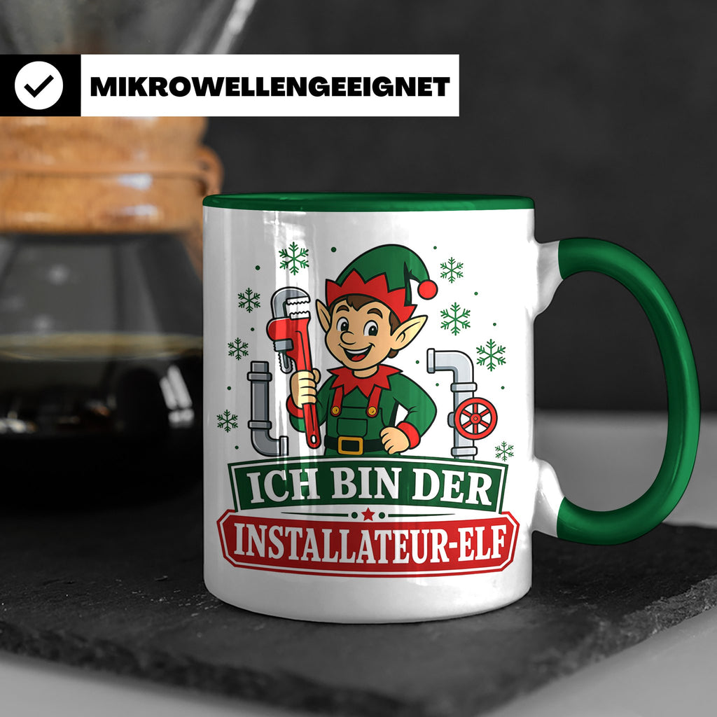 Installateur Weihnachten Tasse Ich bin der Installateur-Elf  – Grün [farbe:grün]