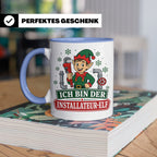 Installateur Weihnachten Tasse Ich bin der Installateur-Elf  – Blau [farbe:blau]