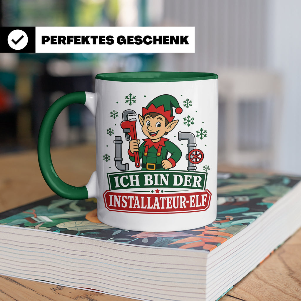Installateur Weihnachten Tasse Ich bin der Installateur-Elf  – Grün [farbe:grün]