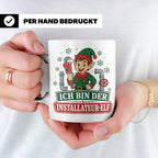 Installateur Weihnachten Tasse Ich bin der Installateur-Elf  – Weiß [farbe:weiß]