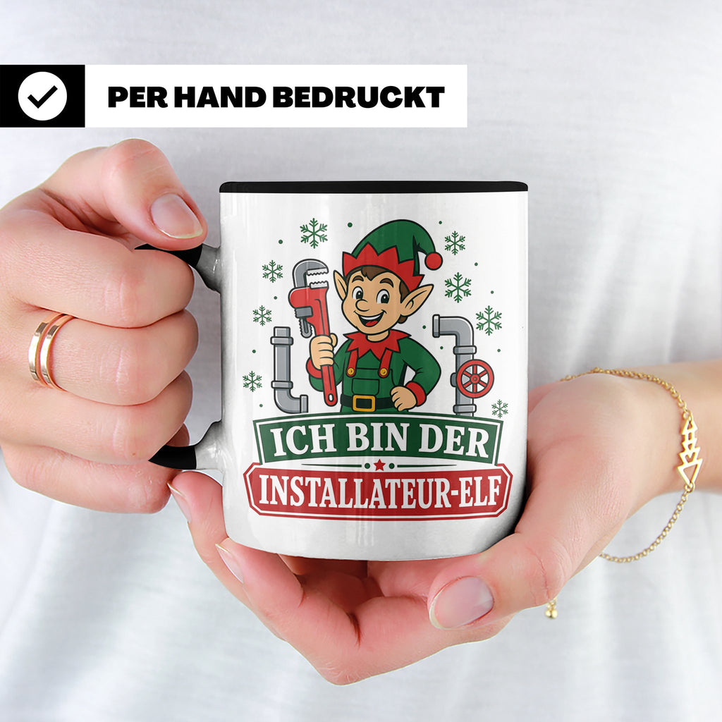 Installateur Weihnachten Tasse Ich bin der Installateur-Elf  – Schwarz [farbe:schwarz]