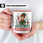 Installateur Weihnachten Tasse Ich bin der Installateur-Elf  – Rot [farbe:rot]