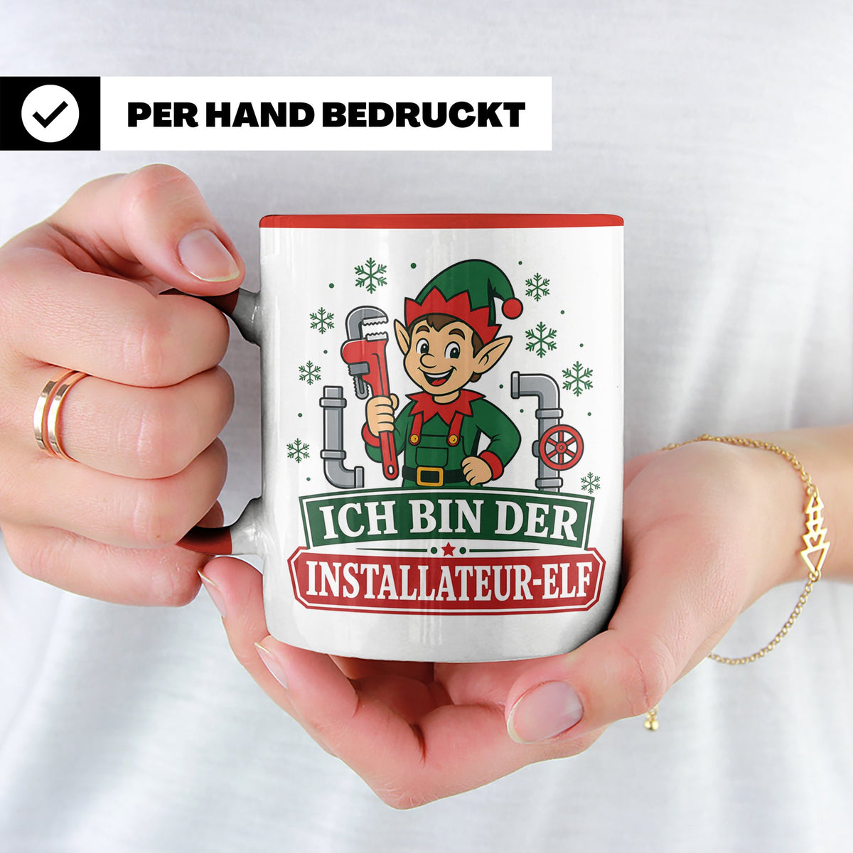 Installateur Weihnachten Tasse Ich bin der Installateur-Elf  – Rot [farbe:rot]
