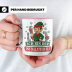 Installateur Weihnachten Tasse Ich bin der Installateur-Elf  – Rosa [farbe:rosa]