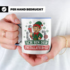 Installateur Weihnachten Tasse Ich bin der Installateur-Elf  – Blau [farbe:blau]