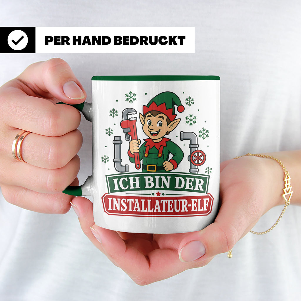 Installateur Weihnachten Tasse Ich bin der Installateur-Elf  – Grün [farbe:grün]