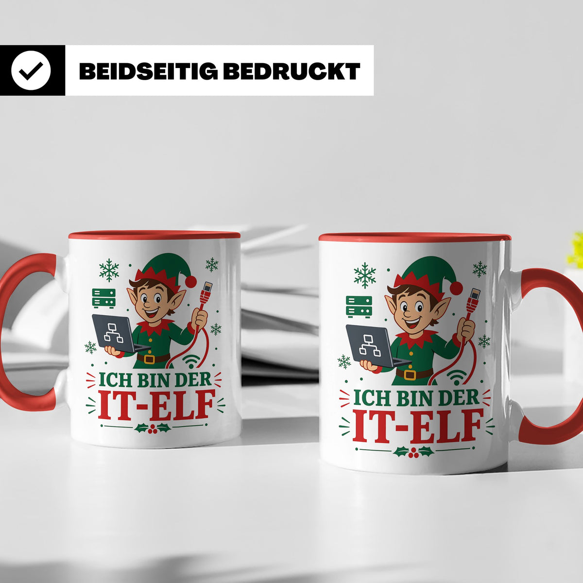 IT Weihnachten Tasse Ich bin der IT-Elf - Lustiges Geschenk  – Rot [farbe:rot]
