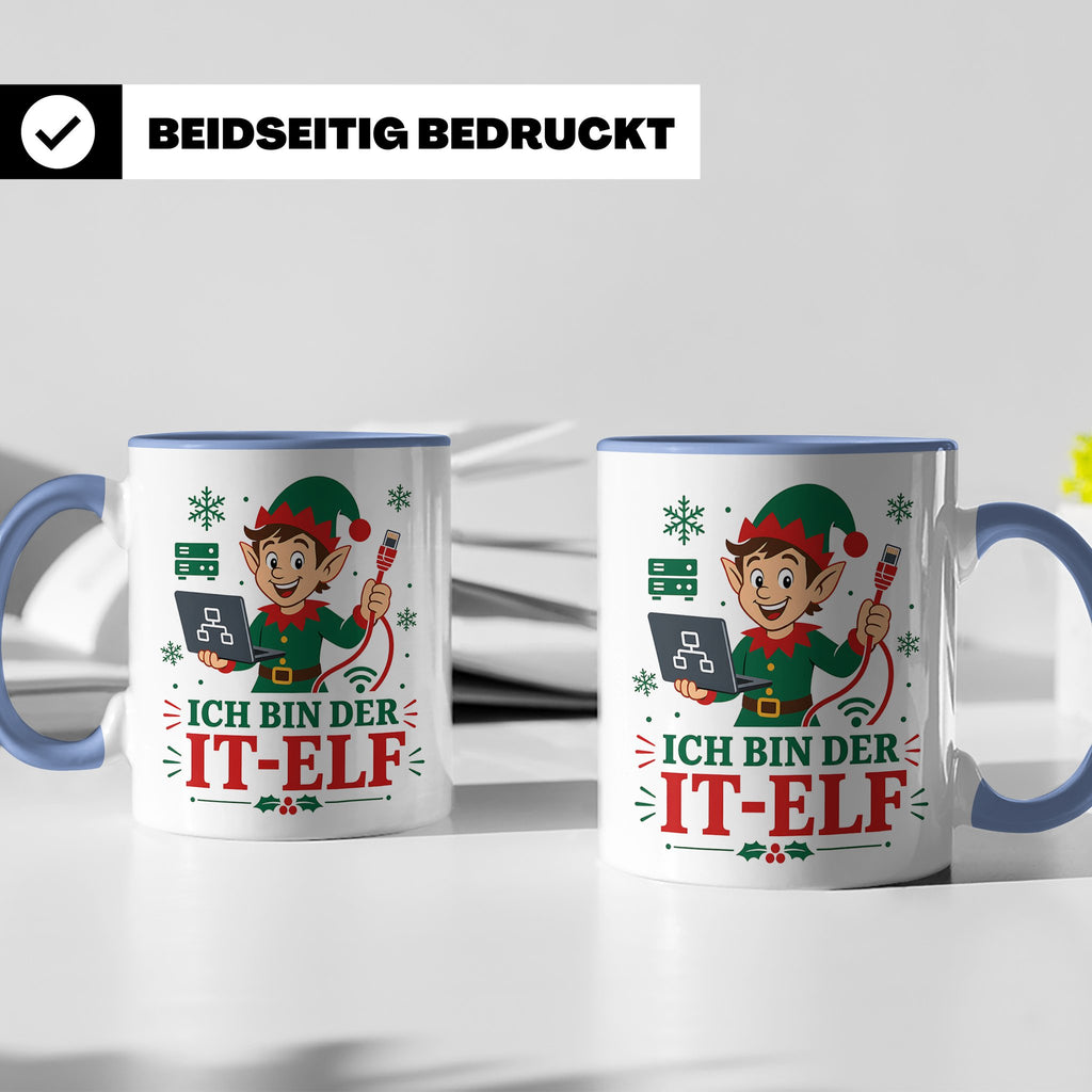 IT Weihnachten Tasse Ich bin der IT-Elf - Lustiges Geschenk  – Blau [farbe:blau]