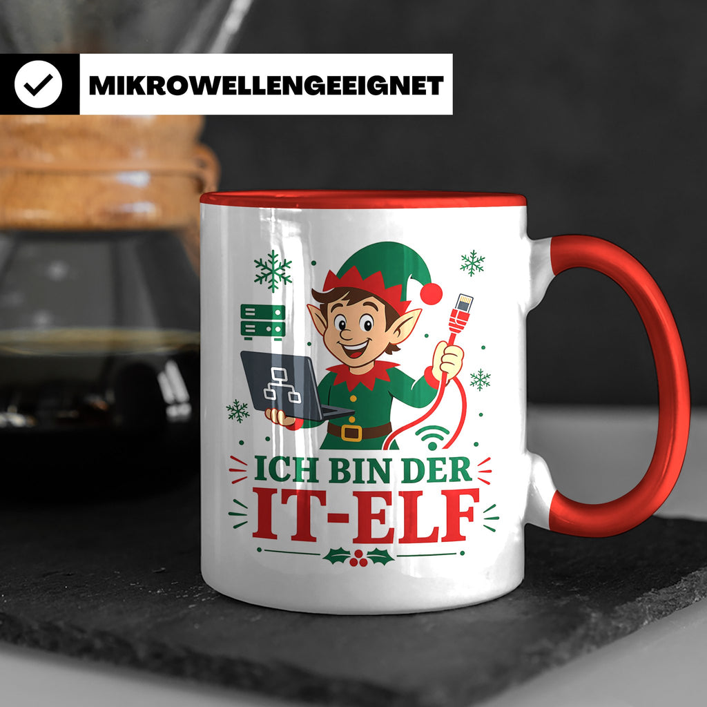 IT Weihnachten Tasse Ich bin der IT-Elf - Lustiges Geschenk  – Rot [farbe:rot]