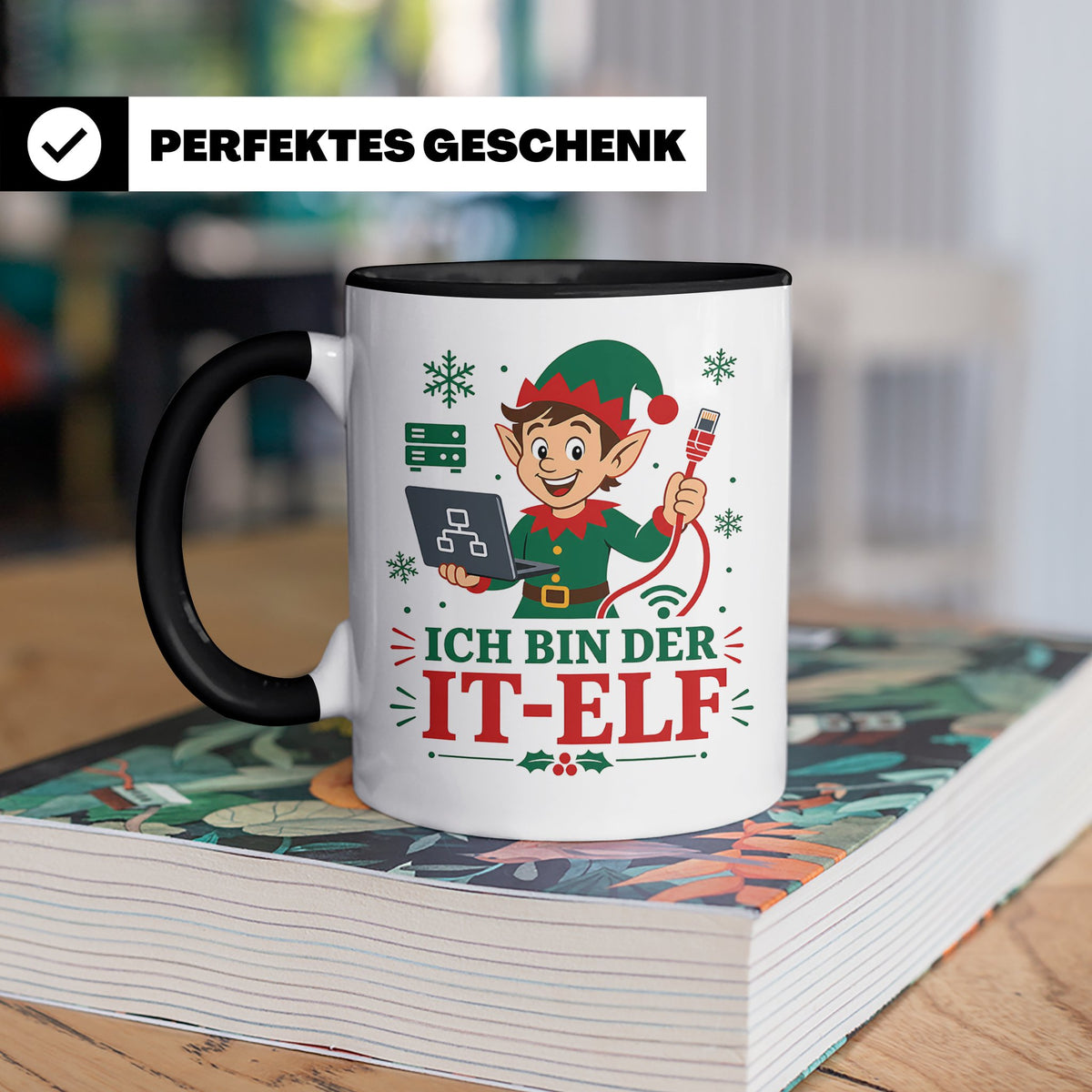 IT Weihnachten Tasse Ich bin der IT-Elf - Lustiges Geschenk  – Schwarz [farbe:schwarz]