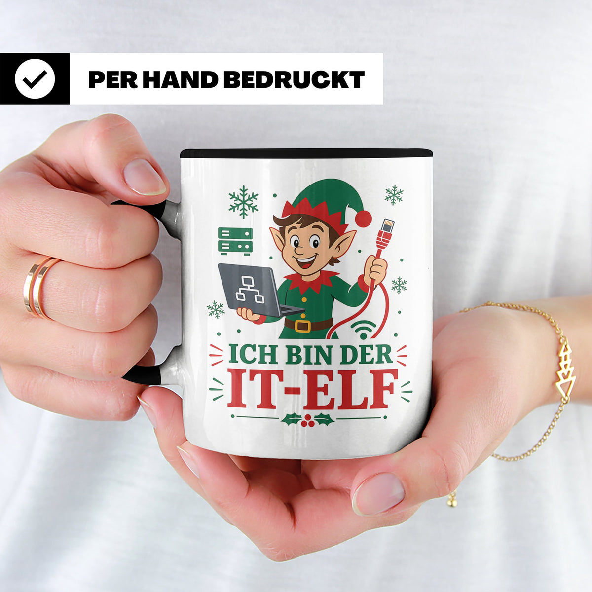 IT Weihnachten Tasse Ich bin der IT-Elf - Lustiges Geschenk  – Schwarz [farbe:schwarz]