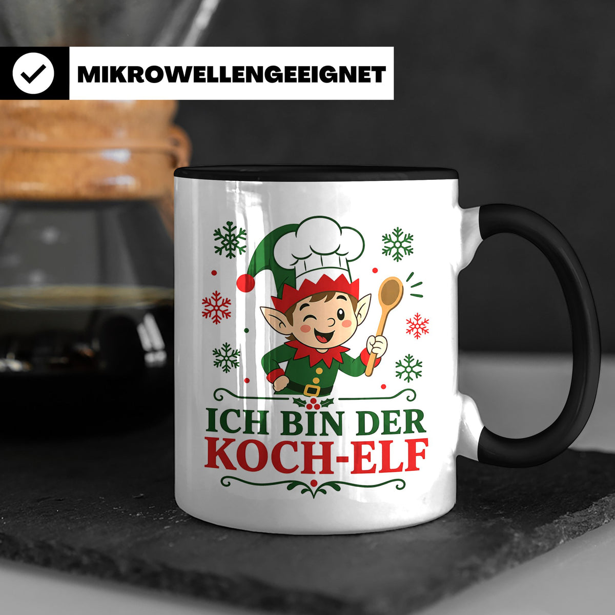 Koch Weihnachten Tasse Ich bin der Koch-Elf - Lustiges Gesch – Schwarz [farbe:schwarz]