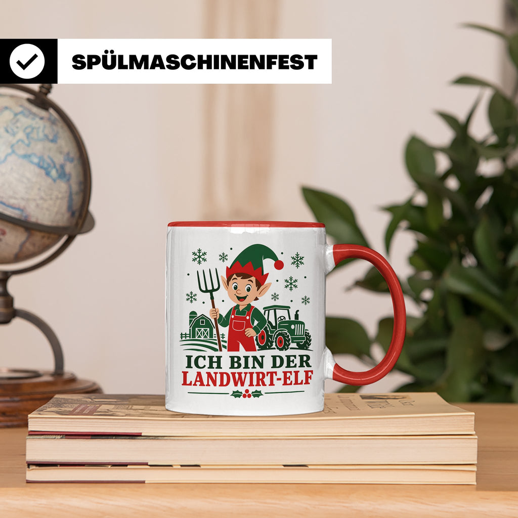 Landwirt Weihnachten Tasse Ich bin der Landwirt-Elf - Lustig – Rot [farbe:rot]