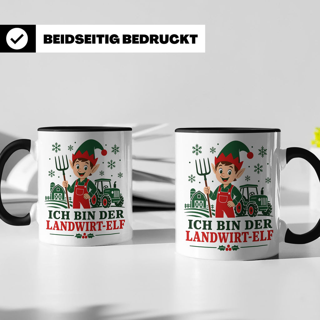 Landwirt Weihnachten Tasse Ich bin der Landwirt-Elf - Lustig – Schwarz [farbe:schwarz]
