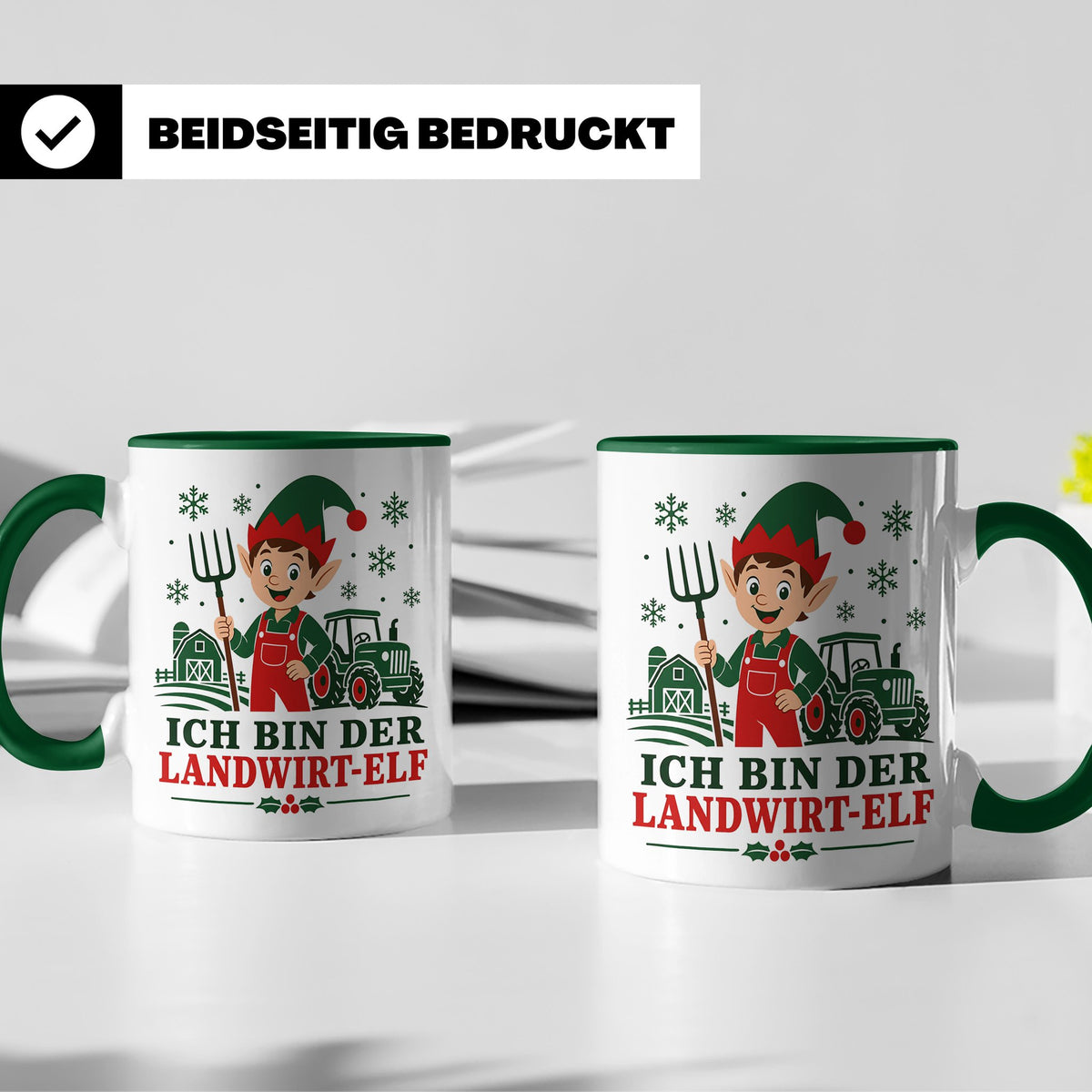 Landwirt Weihnachten Tasse Ich bin der Landwirt-Elf - Lustig – Grün [farbe:grün]