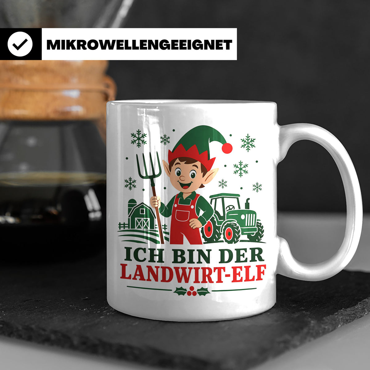 Landwirt Weihnachten Tasse Ich bin der Landwirt-Elf - Lustig – Weiß [farbe:weiß]