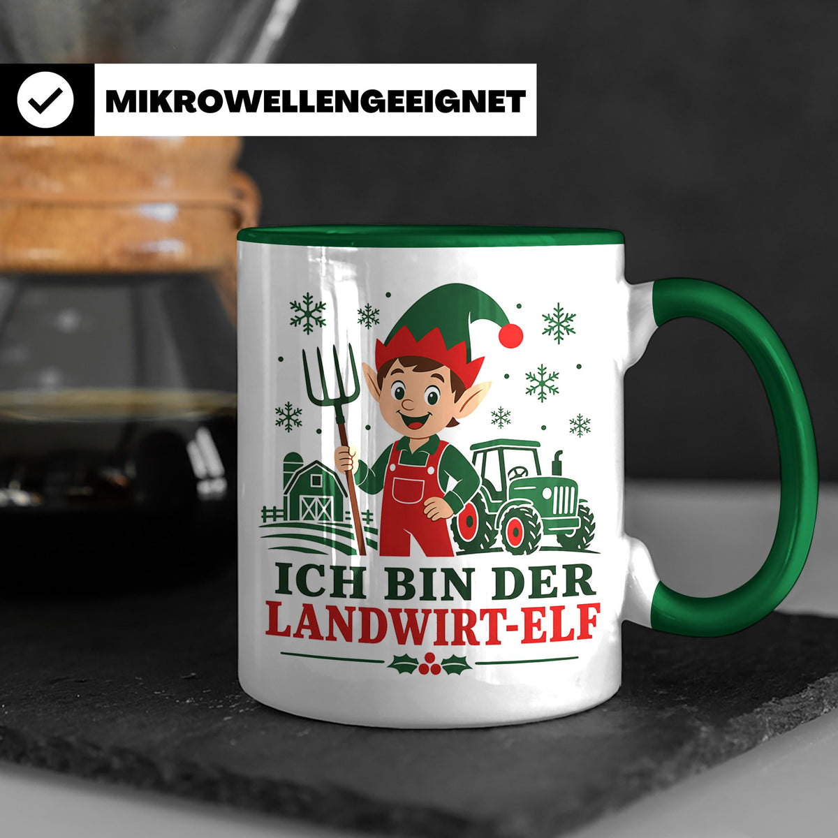 Landwirt Weihnachten Tasse Ich bin der Landwirt-Elf - Lustig – Grün [farbe:grün]