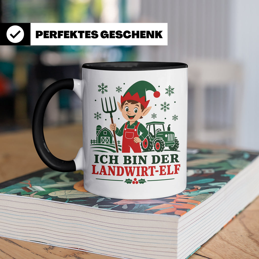 Landwirt Weihnachten Tasse Ich bin der Landwirt-Elf - Lustig – Schwarz [farbe:schwarz]