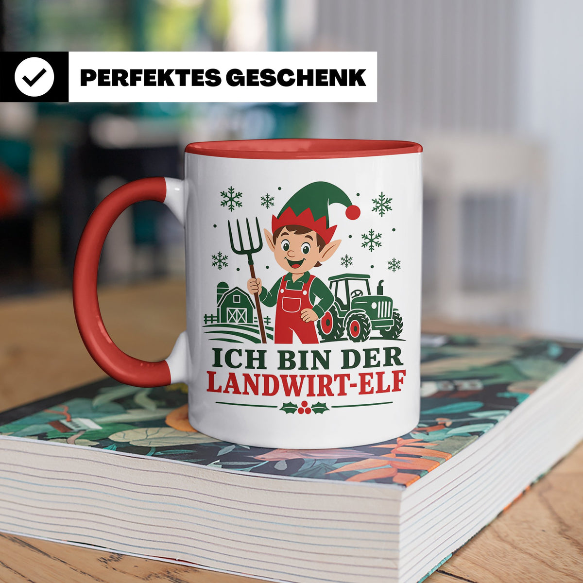 Landwirt Weihnachten Tasse Ich bin der Landwirt-Elf - Lustig – Rot [farbe:rot]