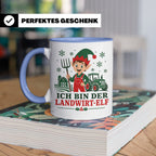 Landwirt Weihnachten Tasse Ich bin der Landwirt-Elf - Lustig – Blau [farbe:blau]