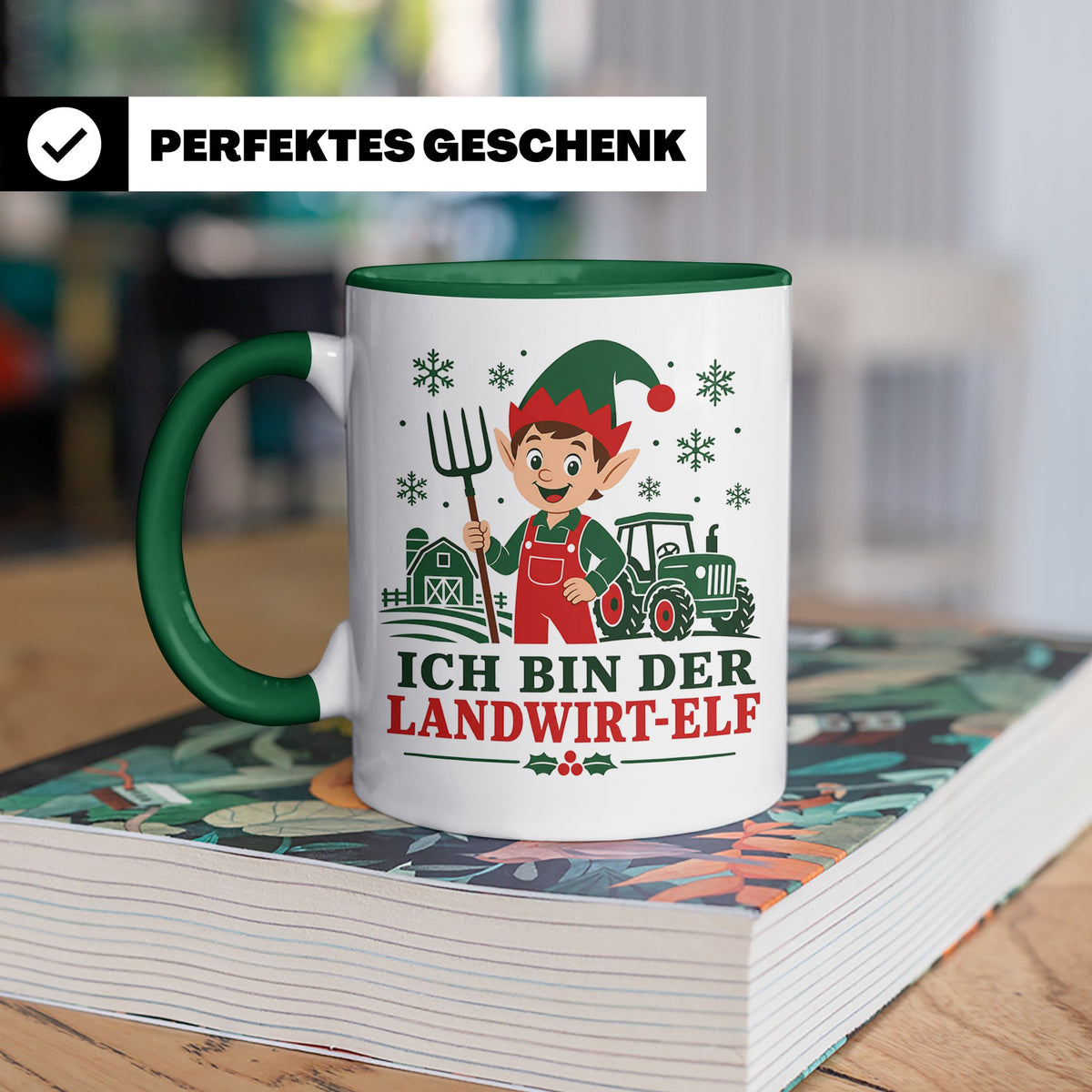 Landwirt Weihnachten Tasse Ich bin der Landwirt-Elf - Lustig – Grün [farbe:grün]