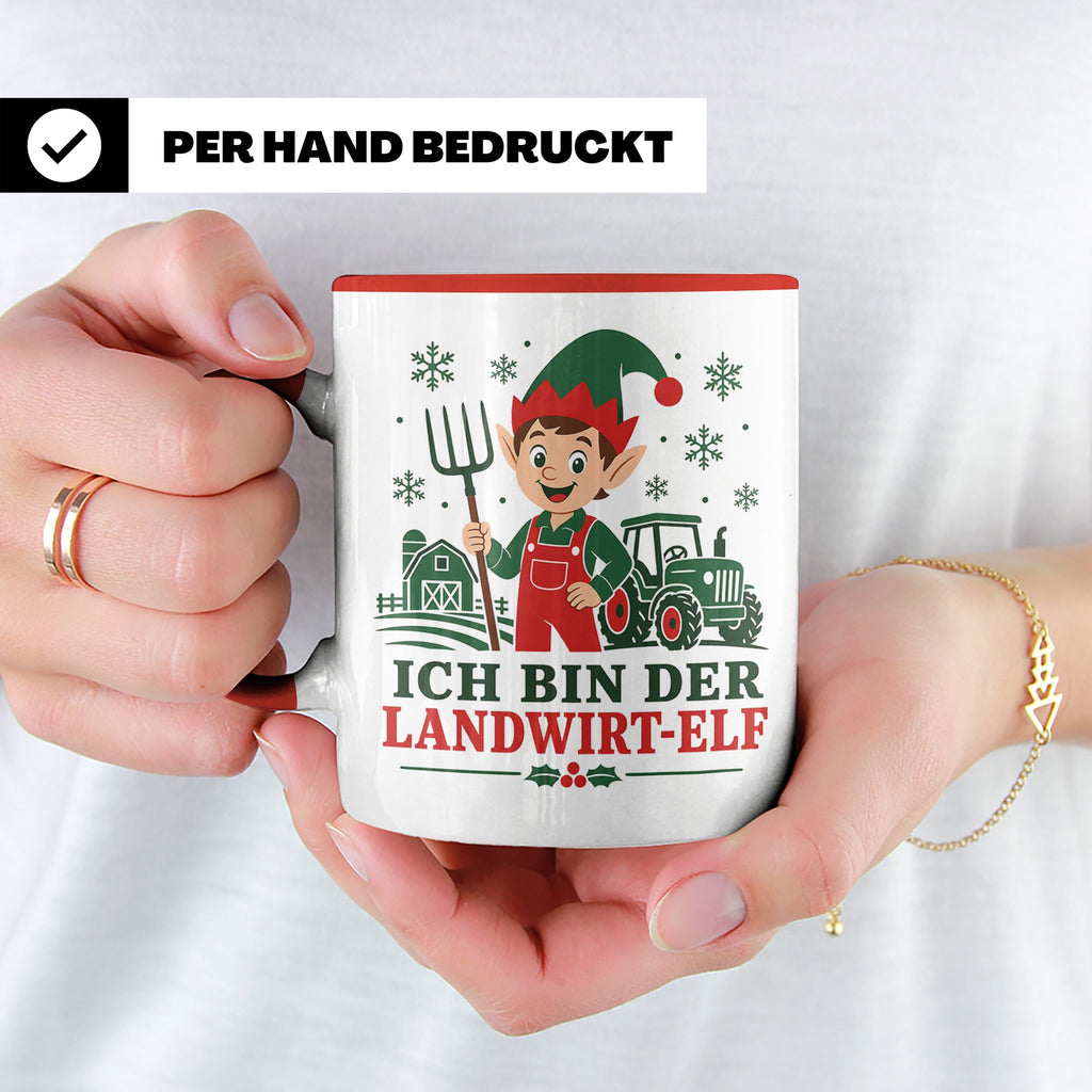 Landwirt Weihnachten Tasse Ich bin der Landwirt-Elf - Lustig – Rot [farbe:rot]