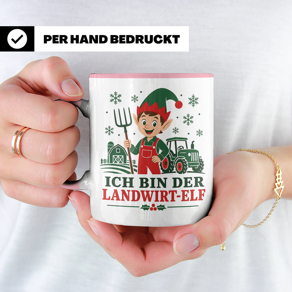 Landwirt Weihnachten Tasse Ich bin der Landwirt-Elf - Lustig – Rosa [farbe:rosa]