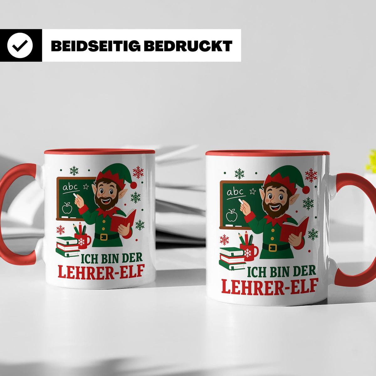 Lehrer Weihnachten Tasse Ich bin der Lehrer-Elf - Lustiges G – Rot [farbe:rot]