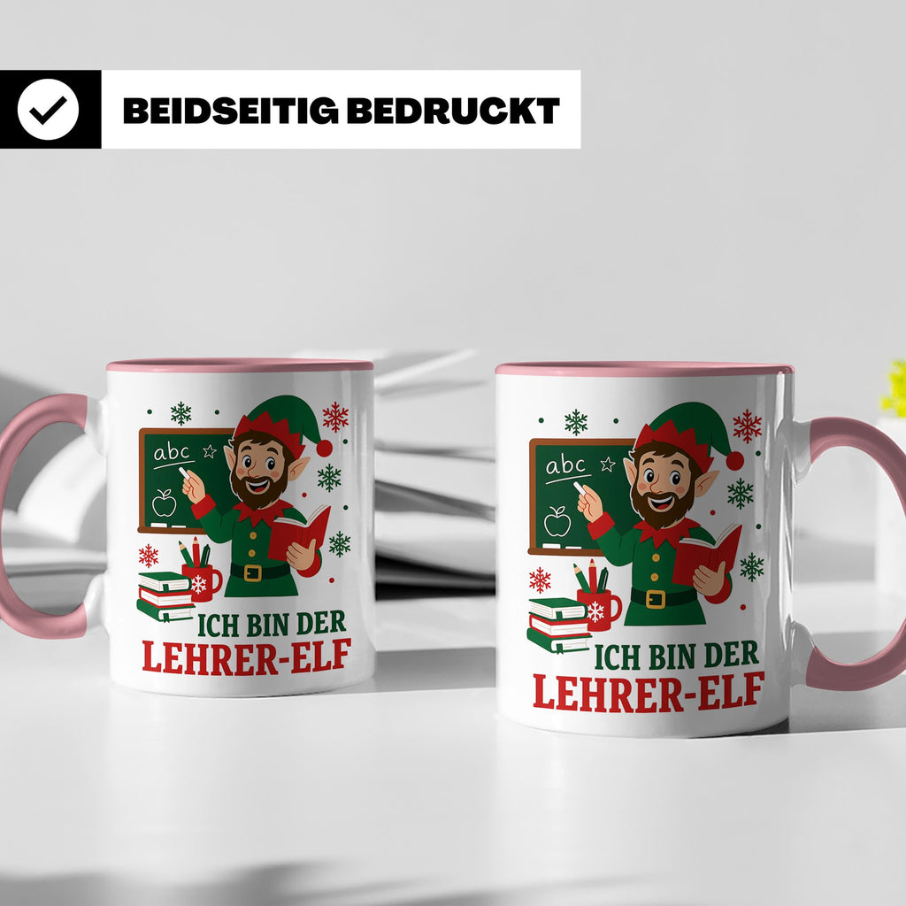 Lehrer Weihnachten Tasse Ich bin der Lehrer-Elf - Lustiges G – Rosa [farbe:rosa]