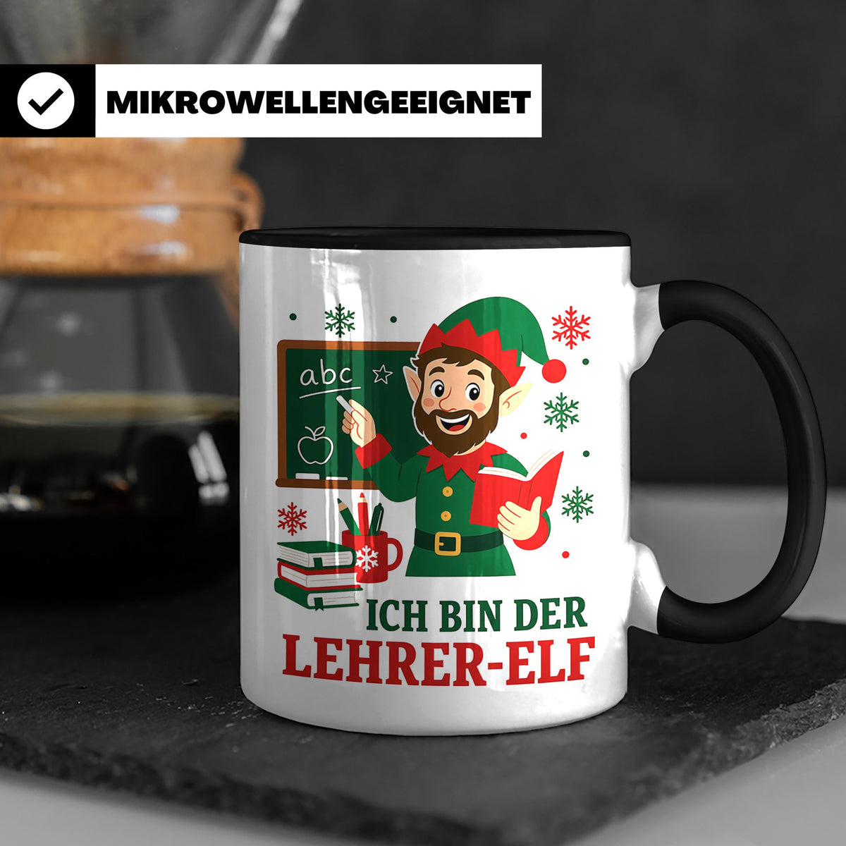 Lehrer Weihnachten Tasse Ich bin der Lehrer-Elf - Lustiges G – Schwarz [farbe:schwarz]