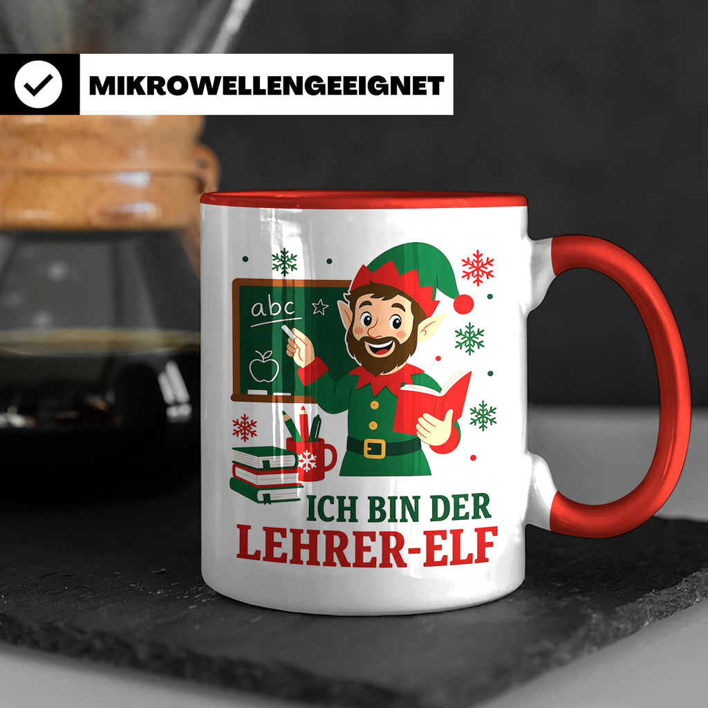 Lehrer Weihnachten Tasse Ich bin der Lehrer-Elf - Lustiges G – Rot [farbe:rot]