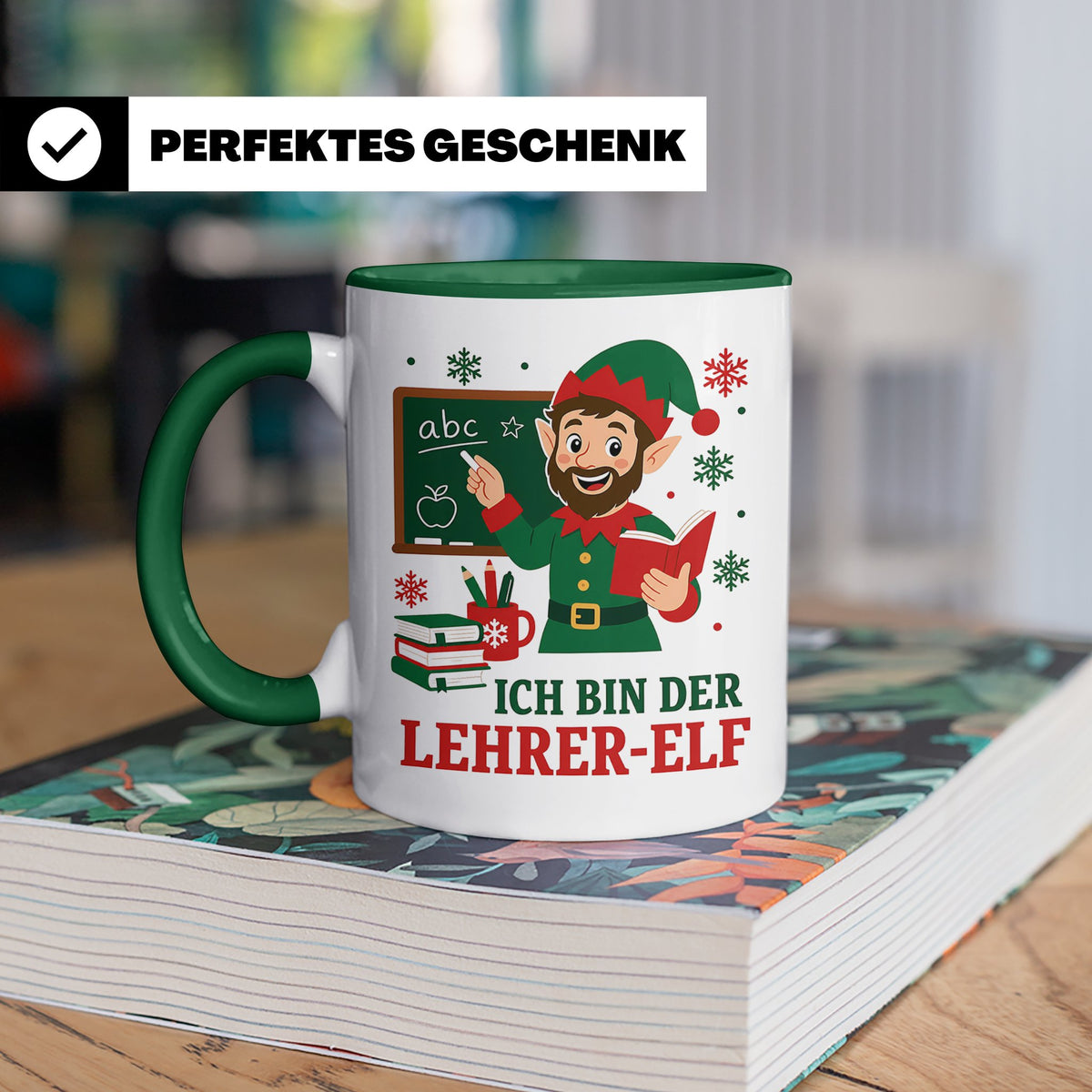 Lehrer Weihnachten Tasse Ich bin der Lehrer-Elf - Lustiges G – Grün [farbe:grün]