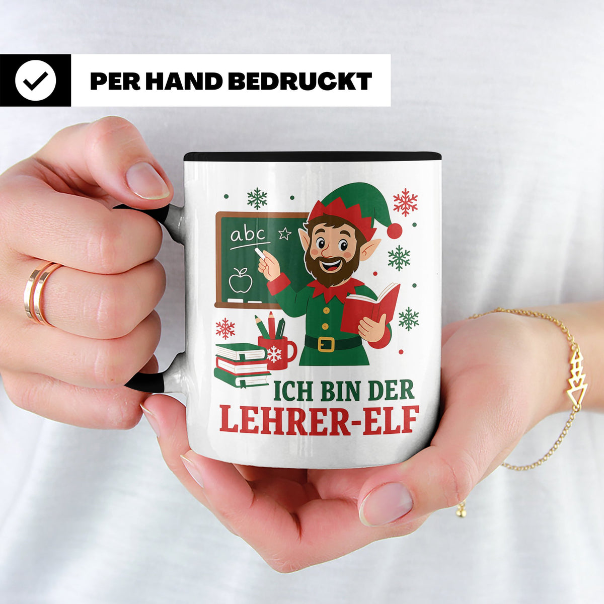 Lehrer Weihnachten Tasse Ich bin der Lehrer-Elf - Lustiges G – Schwarz [farbe:schwarz]